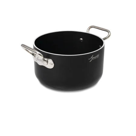 Casseruola alta in Alluminio Antiaderente AlBlack 5mm per Induzione con 2 Maniglie in Acciaio Inox