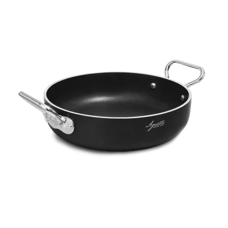 Casseruola bassa in Alluminio Antiaderente AlBlack 5 mm per Induzione con 2 Maniglie in Acciaio Inox