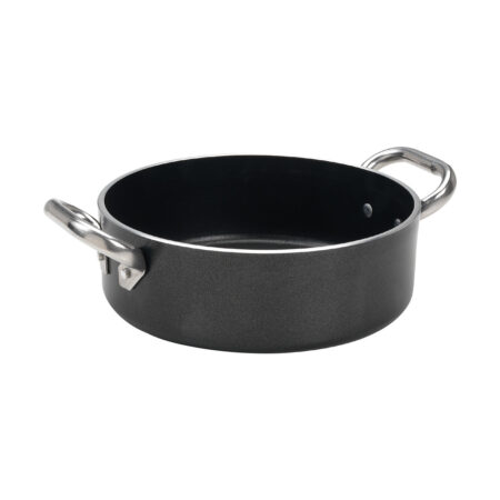 Casseruola antiaderente AlBlack bassa in alluminio 5mm - 2 maniglie