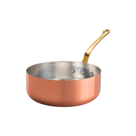 Casseruola bassa in rame liscio stagnato a mano 2mm - 1 manico