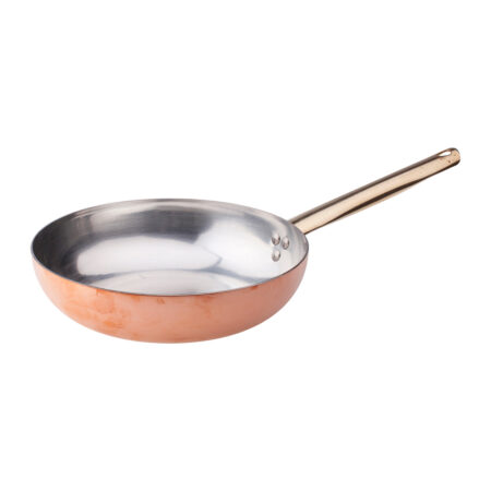 Padella svasata alta in rame liscio stagnato a mano 2mm - 1 manico