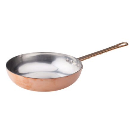 Padella svasata alta in rame martellato stagnato 2mm - 1 manico