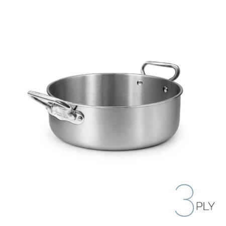 Casseruola bassa in aluinox 3ply satinato - 2 maniglie inox