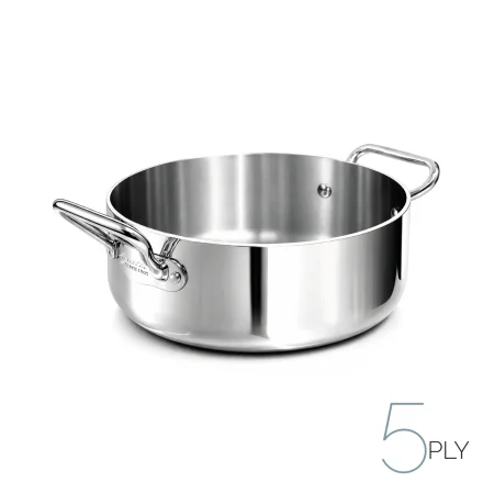Casseruola bassa in Aluinox 5ply Lucido con 2 Maniglie in Acciaio Inox