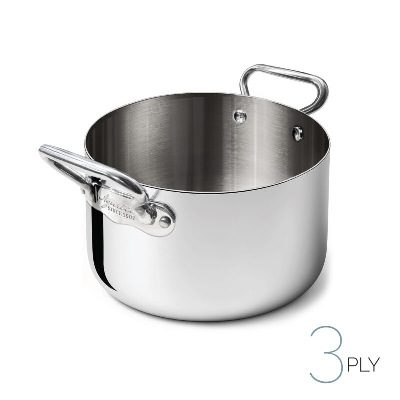 Casseruola alta in aluinox 3ply lucido - 2 maniglie inox
