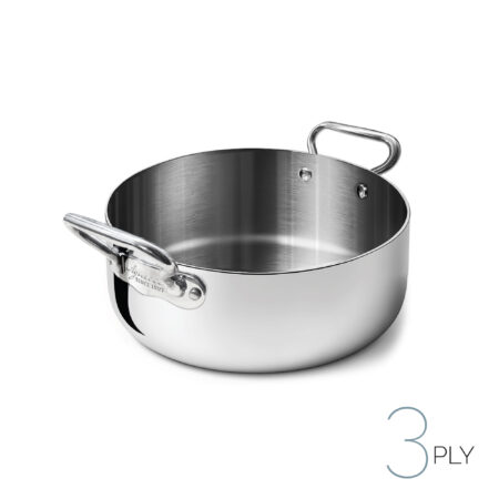 Casseruola bassa in aluinox 3ply lucido - 2 maniglie inox