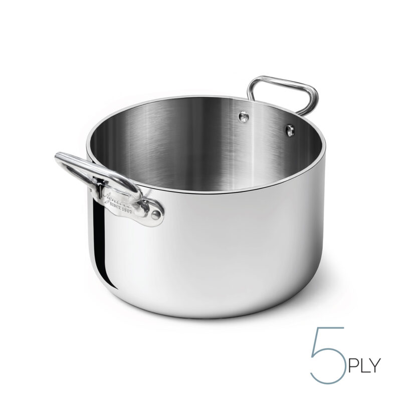 Casseruola alta in aluinox 5ply lucido - 2 maniglie inox