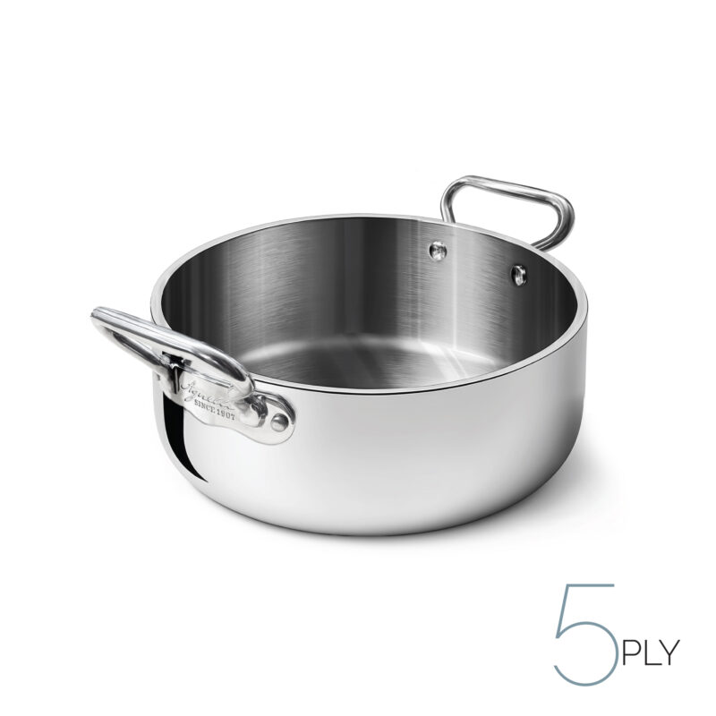 Casseruola bassa in aluinox 5ply lucido - 2 maniglie inox
