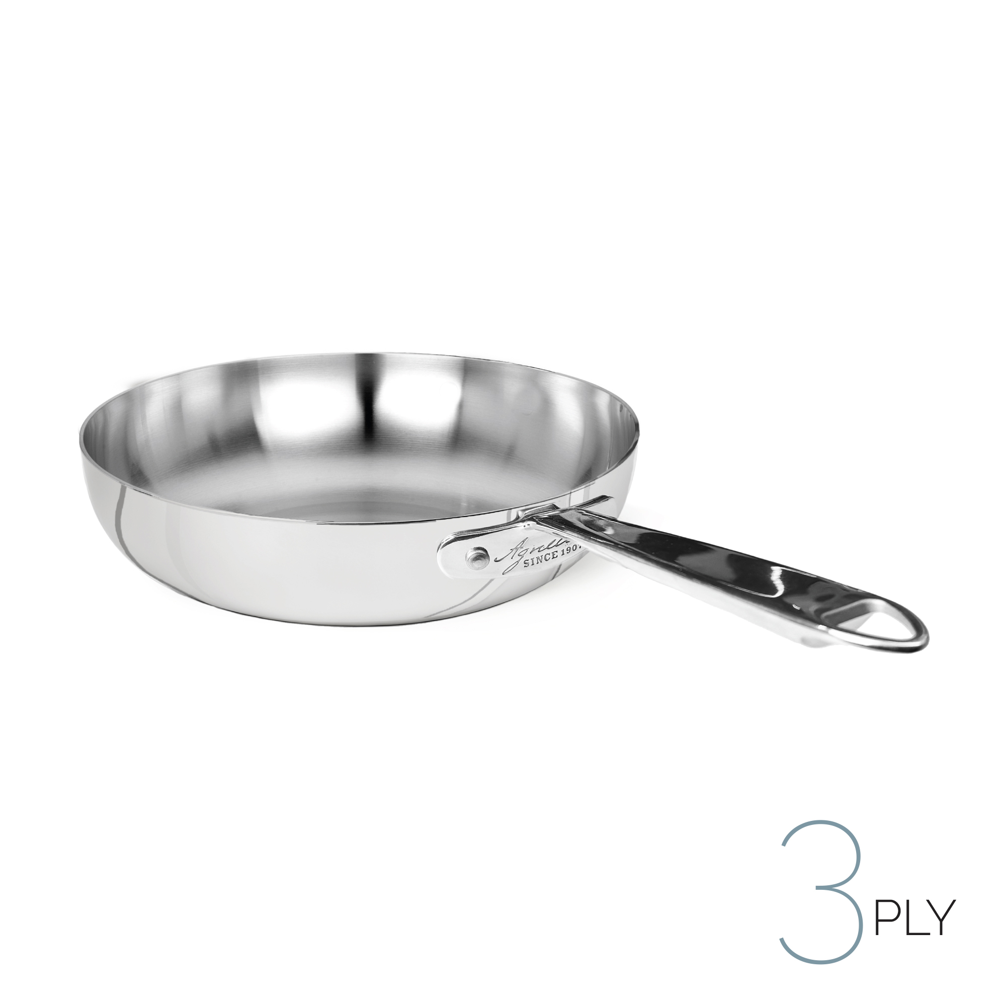 Padella svasata alta in Aluinox 3ply Lucido 1 Manico in Acciaio Inox