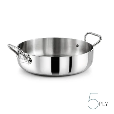 Rondeau in Aluinox 5ply Lucido con 2 Maniglie in Acciaio Inox