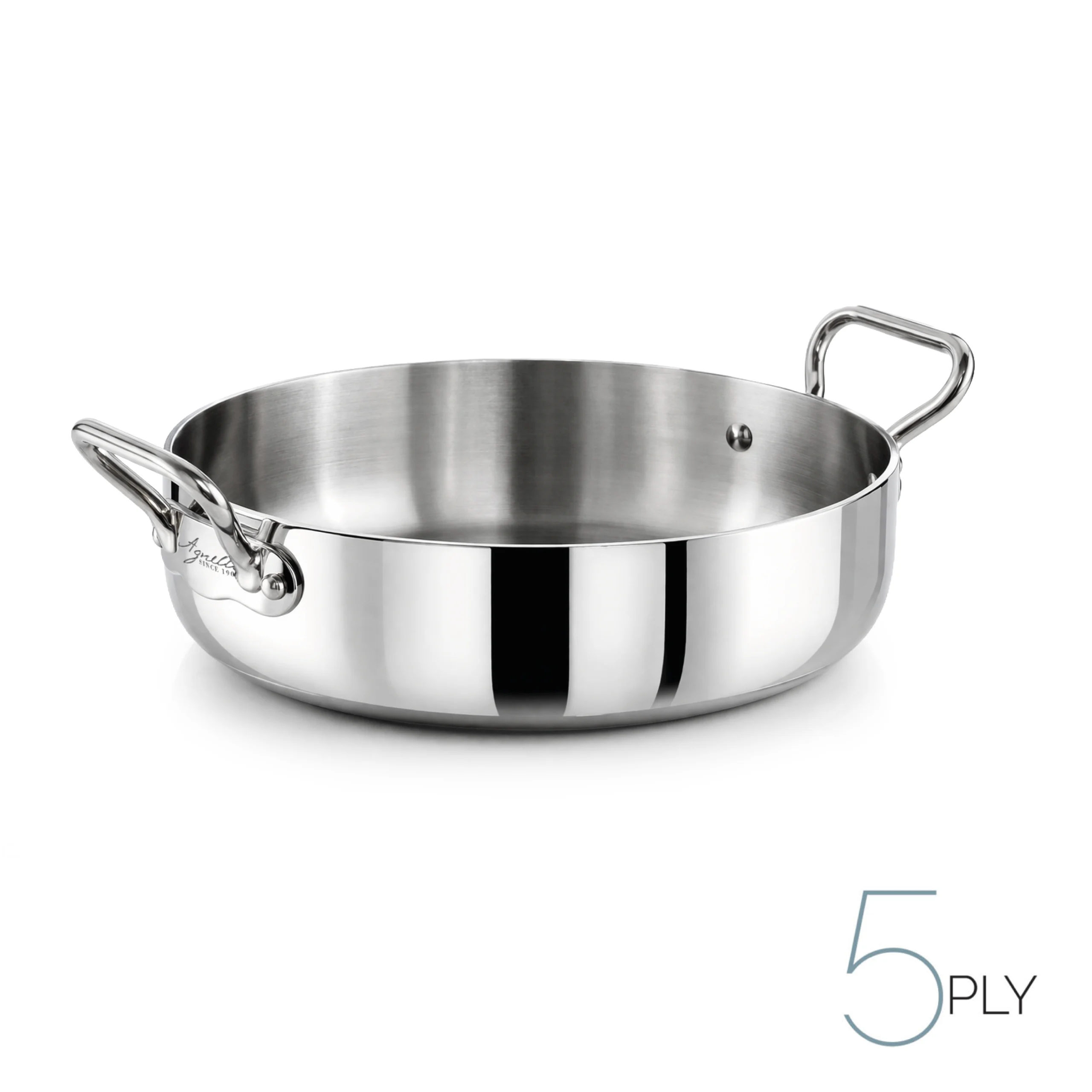 Rondeau in Aluinox 5ply Lucido con 2 Maniglie in Acciaio Inox