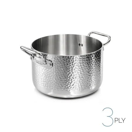 Casseruola alta in Aluinox 3ply Martellato con 2 Maniglie in Acciaio Inox