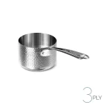 alum105m Casseruola alta in Aluinox 3ply Martellato con 1 Manico in Acciaio Inox