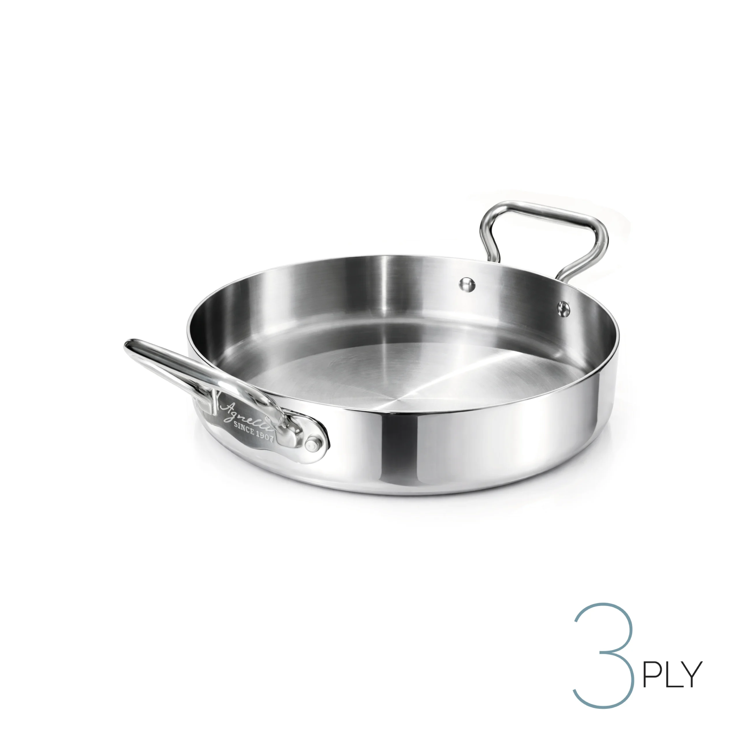 Tegame in aluinox 3ply lucido - 2 maniglie inox