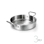 alum110m Tegame in Aluinox 3ply Martellato con 2 Maniglie in Acciaio Inox