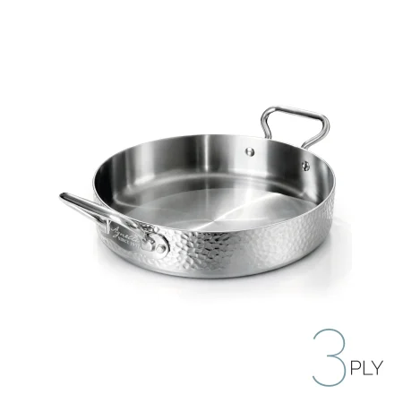 Tegame in Aluinox 3ply Martellato con 2 Maniglie in Acciaio Inox