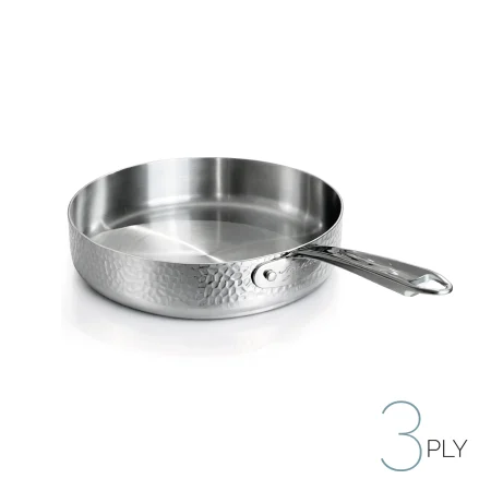 Padella in Aluinox 3ply Martellato con 1 Manico in Acciaio Inox