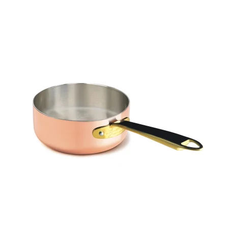 Casseruola bassa in Rame Liscio Stagnato con 1 Manico in Acciaio Inox